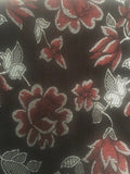 Burgundy Lurex Flower Jacquard on Sage Green/Black