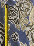 Gold Lurex Roses on Sky Blue Jacquard