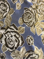 Gold Lurex Roses on Sky Blue Jacquard