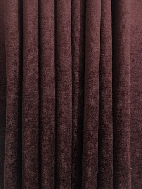 Claret Short Pile Two Tone Ribbed Velvet Furnishing