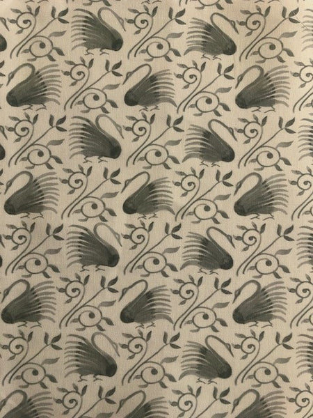 Ecru & Grey Swan Print Furnishing "Morris & Co"
