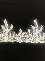 Ivory Laser Cut Floral Trim with Sequins 25cm Wide