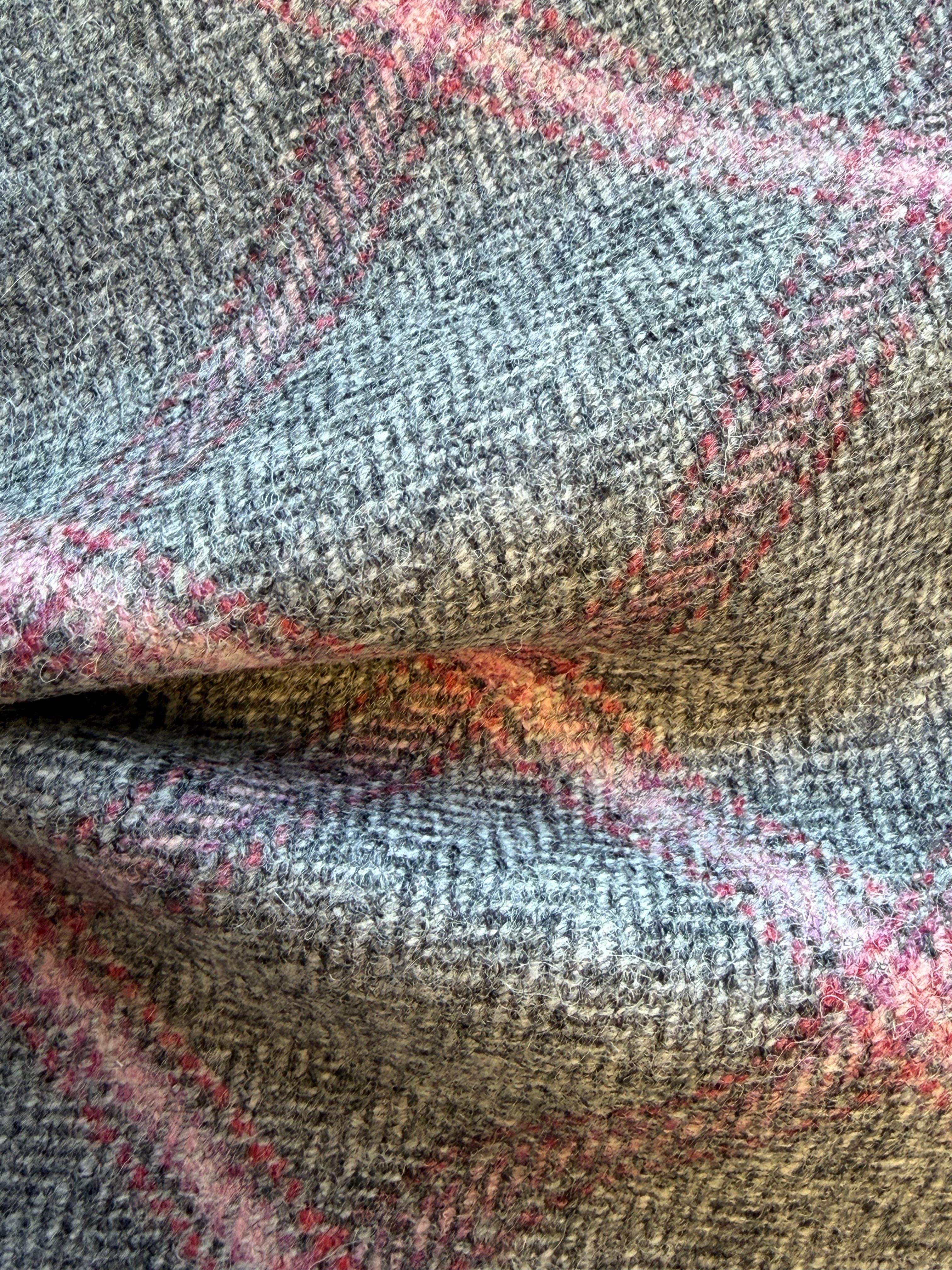 Grey and Pink Wool Tweed
