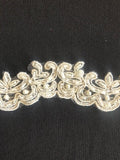 Ivory Corded & Beaded Trim with Pearls, 3cm Wide