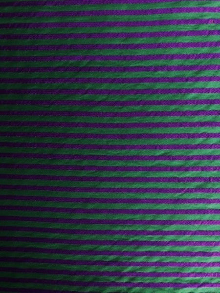 Purple Green Seersucker Stripe.  Stripes Run Across The Fabric