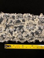 Ivory Beaded & Pearl Trim 8cm wide