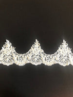 Ivory Scalloped Beaded & Sequined Trim with Lurex Detail, 18cm Wide