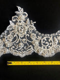 Ivory Scalloped Beaded & Sequined Trim with Lurex Detail, 18cm Wide