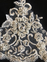 Ivory Scalloped Beaded & Sequined Trim with Lurex Detail, 18cm Wide
