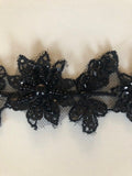 Black Sequin & Beaded Trim 3cm Wide