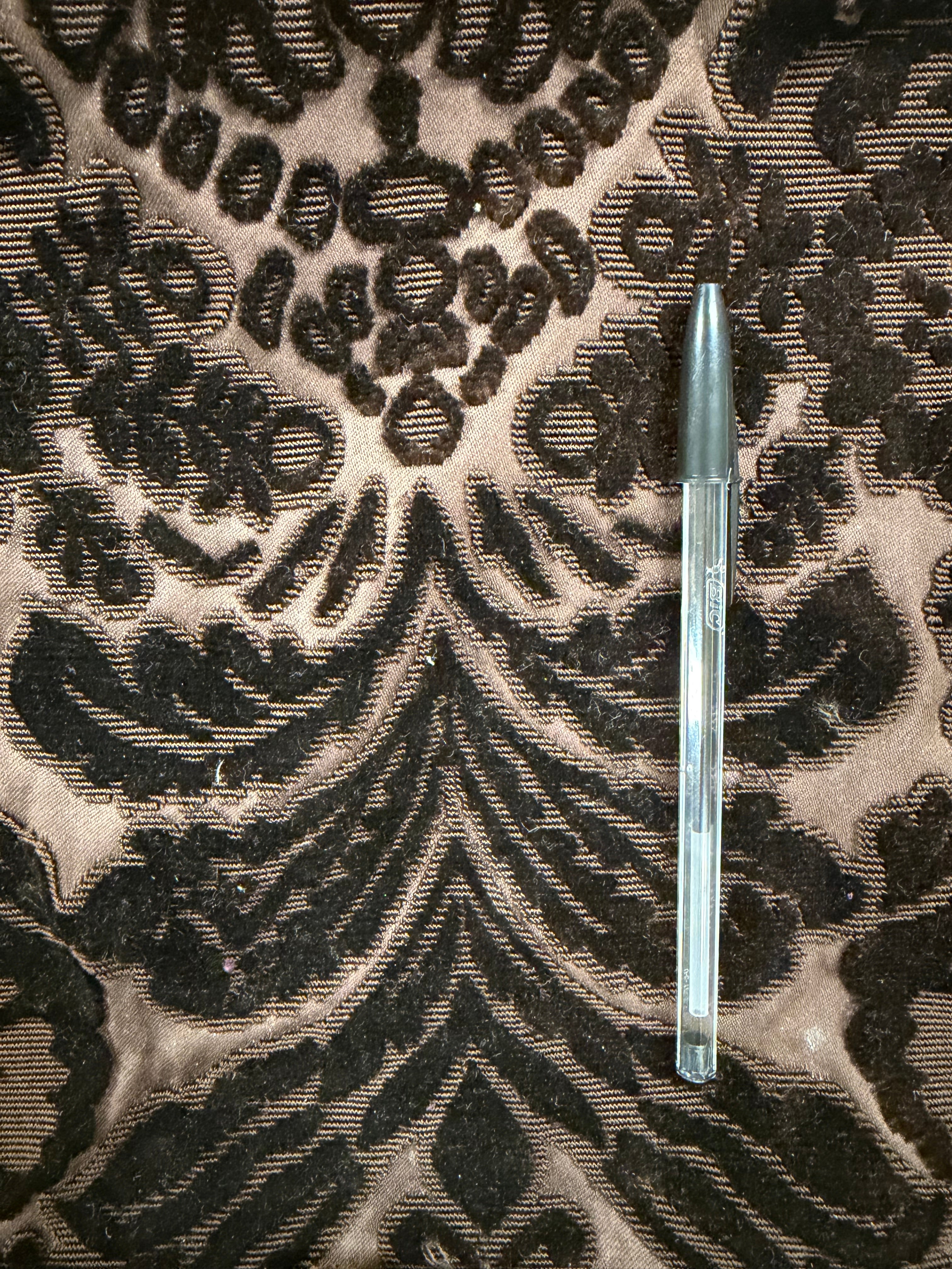 Opulent Brown Silk & Cotton Chenille Floral Fabric – 140cm Wide