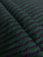 Purple Green Seersucker Stripe.  Stripes Run Across The Fabric