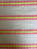 Flo Lime/Bright Coral Diamond Embroidered Stripes