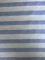 Sky Blue Twill Stripe With Silver Lurex Detail.  Stripes Run Across The Fabric