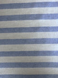 Sky Blue Twill Stripe With Silver Lurex Detail.  Stripes Run Across The Fabric