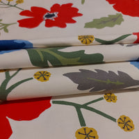 Multi Coloured Poppies On Crisp Cotton