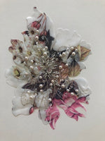 Floral Printed Applique with Lurex Detail, Pearls and Beads