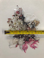 Floral Printed Applique with Lurex Detail, Pearls and Beads