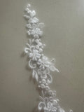 Ivory Embroidered & Beaded Applique, 25cm Long, Sold as Pairs