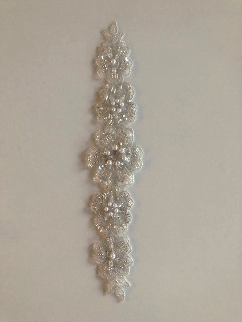 Ivory Crystal Beaded Applique with Pearls