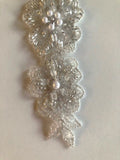 Ivory Crystal Beaded Applique with Pearls