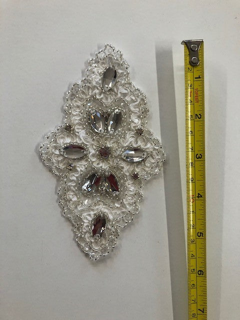Ivory with Large Crystals Diamond Applique