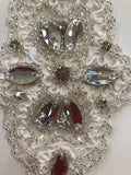 Ivory with Large Crystals Diamond Applique