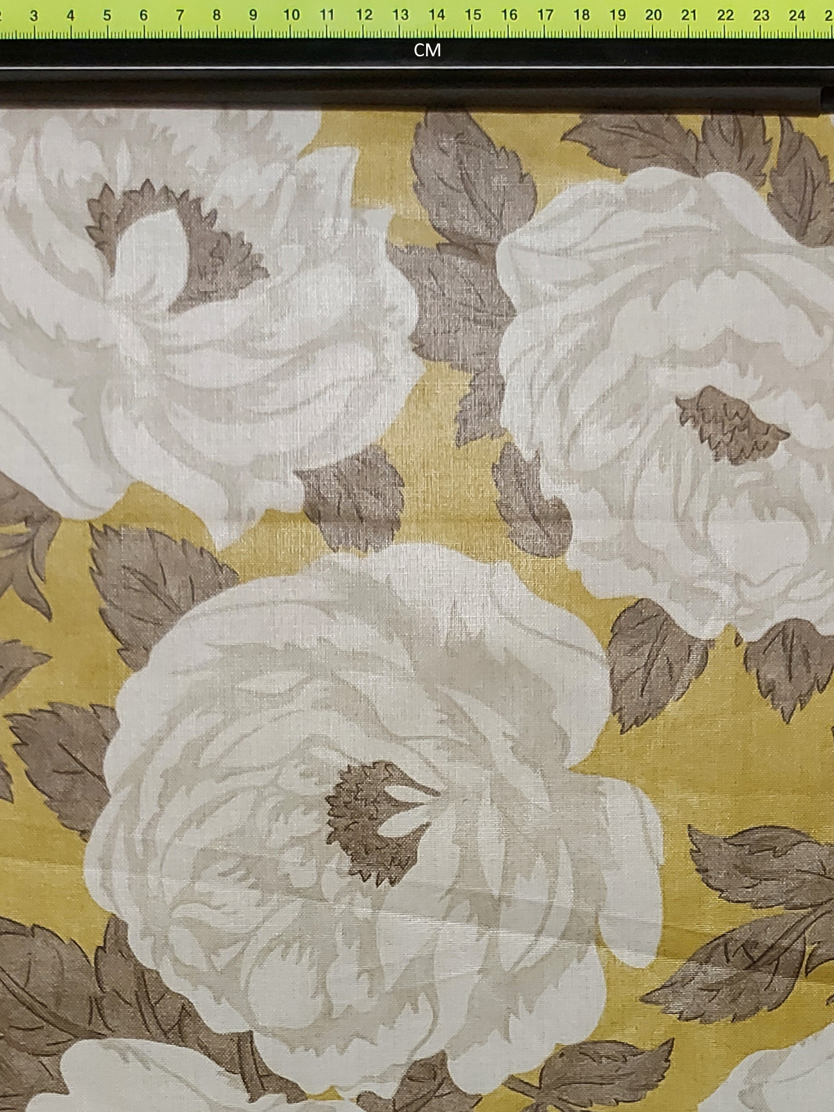 White Rose on Mustard/Mink Crisp Cotton