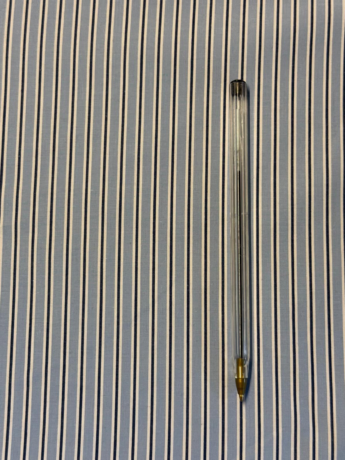 Blue Pinstripe Cotton Fabric | Black & White Stripe Shirting & Businesswear Fabric
