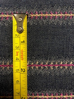 Cerise/Gold Embroidered Stripes on Denim Look.  Stripes Run Across The Fabric