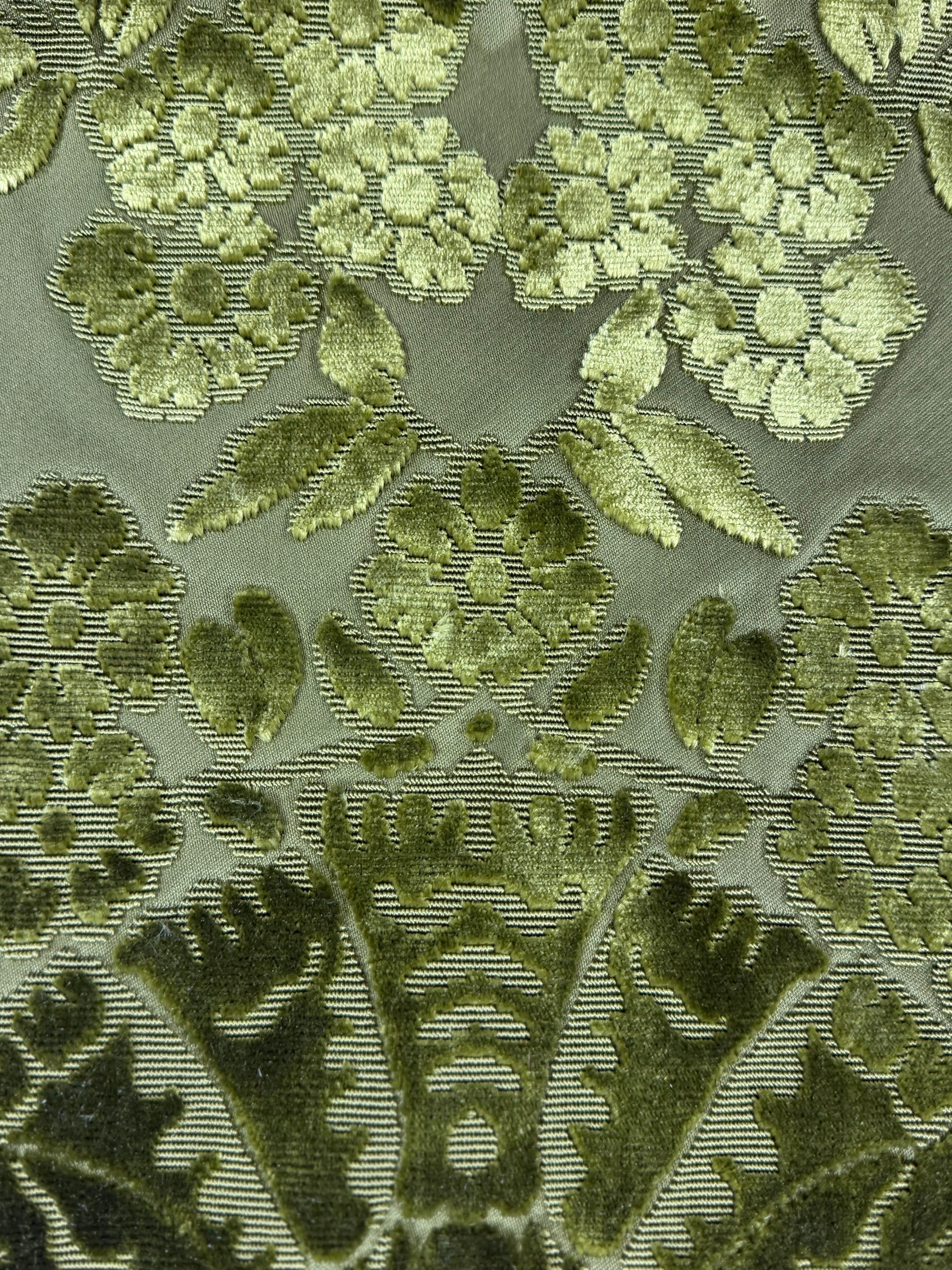 Green Chenille Floral Woven Fabric – Silk Blend – 140cm Wide