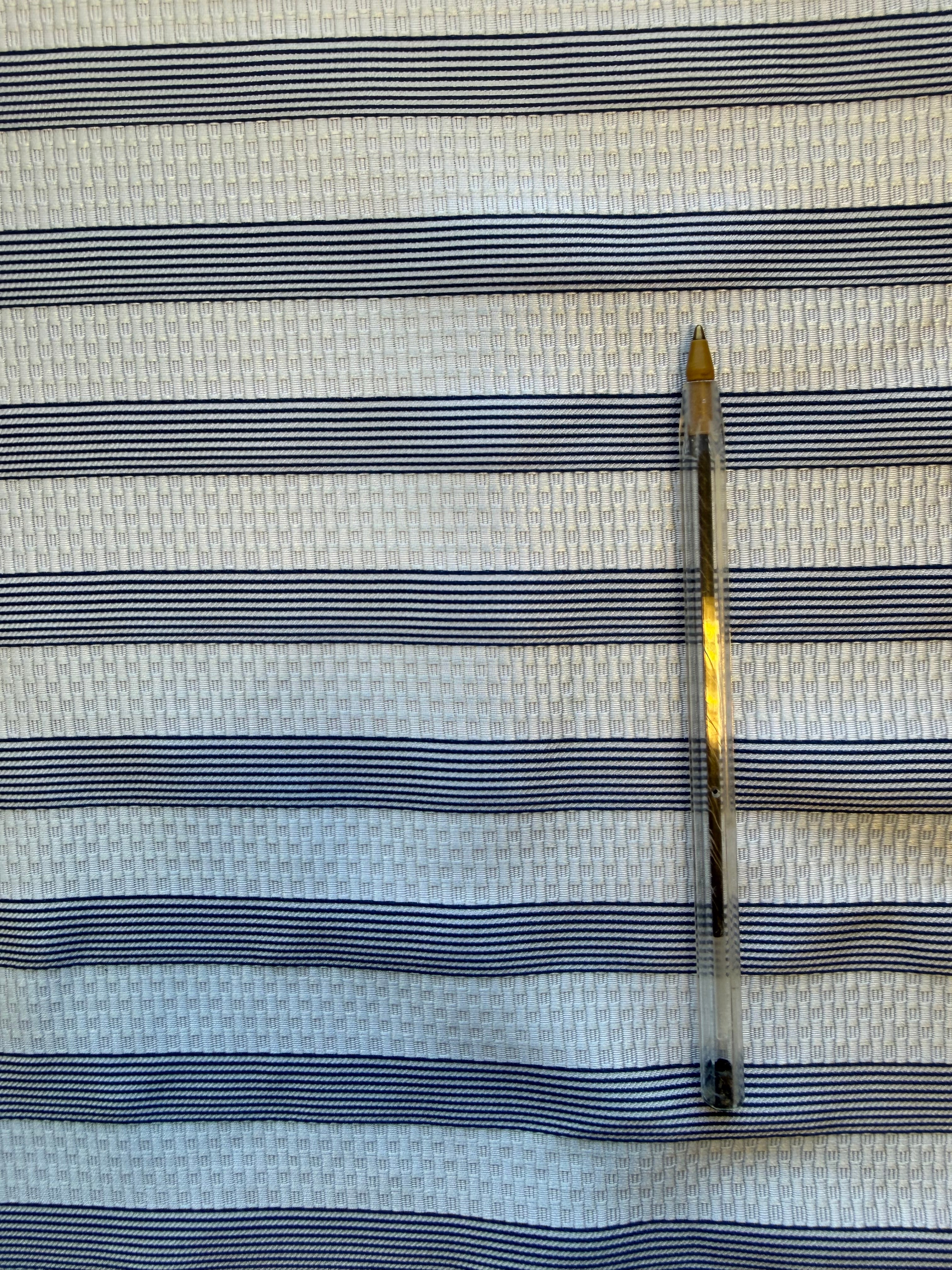Grey Textured Fabric with Navy Stripes – 130 cm Wide, German Woven