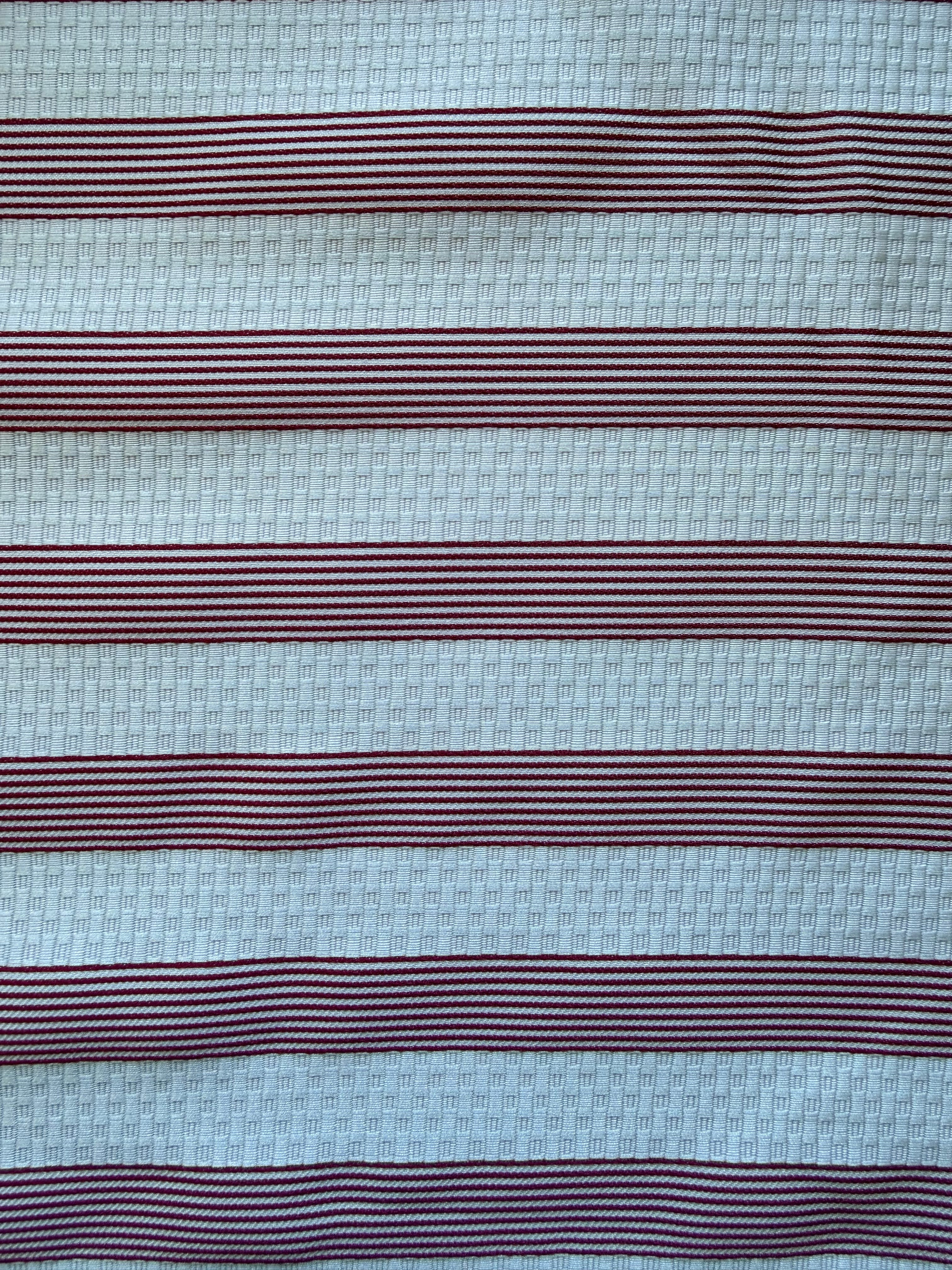 Grey Textured Fabric with Burgundy Stripes – 130 cm Wide, German Woven