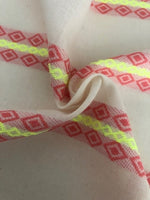 Flo Lime/Bright Coral Diamond Embroidered Stripes