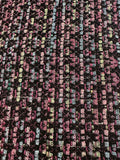 Chanel-Style Multi-Coloured Bouclé Fabric – Black, Pink, Blue & Green
