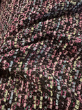Chanel-Style Multi-Coloured Bouclé Fabric – Black, Pink, Blue & Green