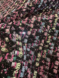 Chanel-Style Multi-Coloured Bouclé Fabric – Black, Pink, Blue & Green