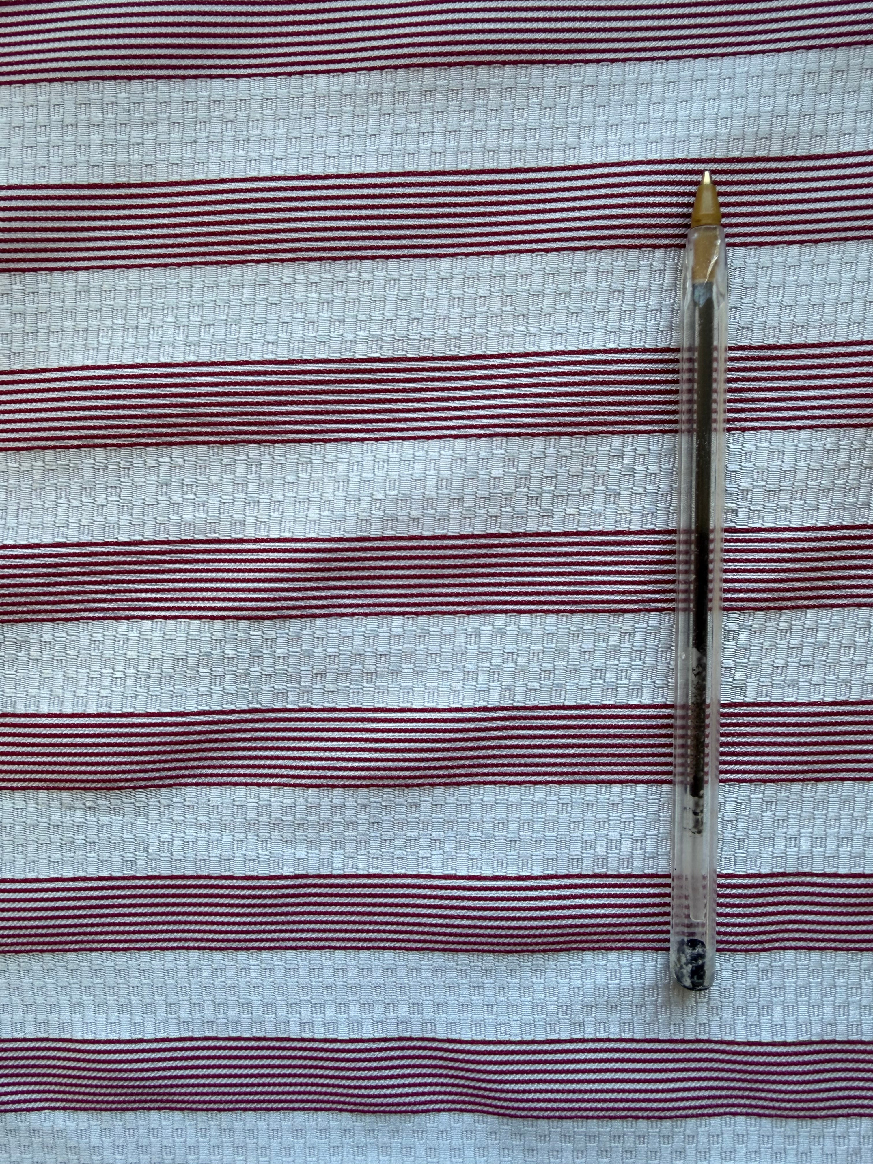 Grey Textured Fabric with Burgundy Stripes – 130 cm Wide, German Woven
