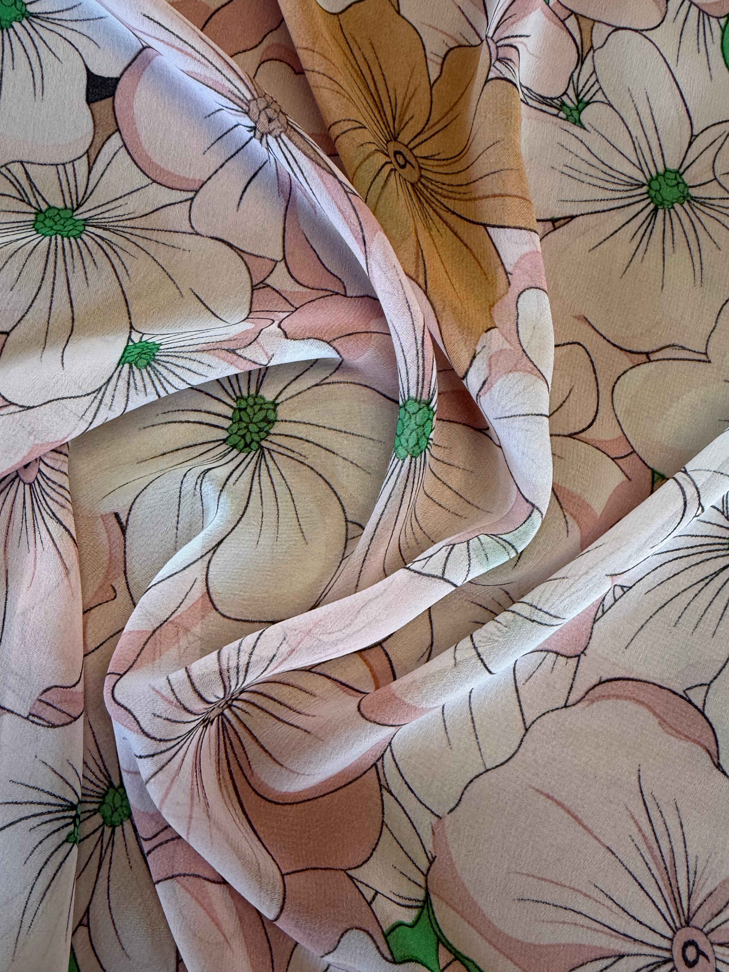 Pink Contemporary Floral Chiffon Fabric – 150 cm Wide