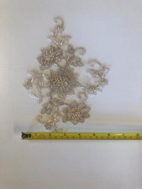 Cappuccino Corded & Beaded Applique