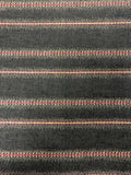 Cerise/Gold Embroidered Stripes on Denim Look.  Stripes Run Across The Fabric