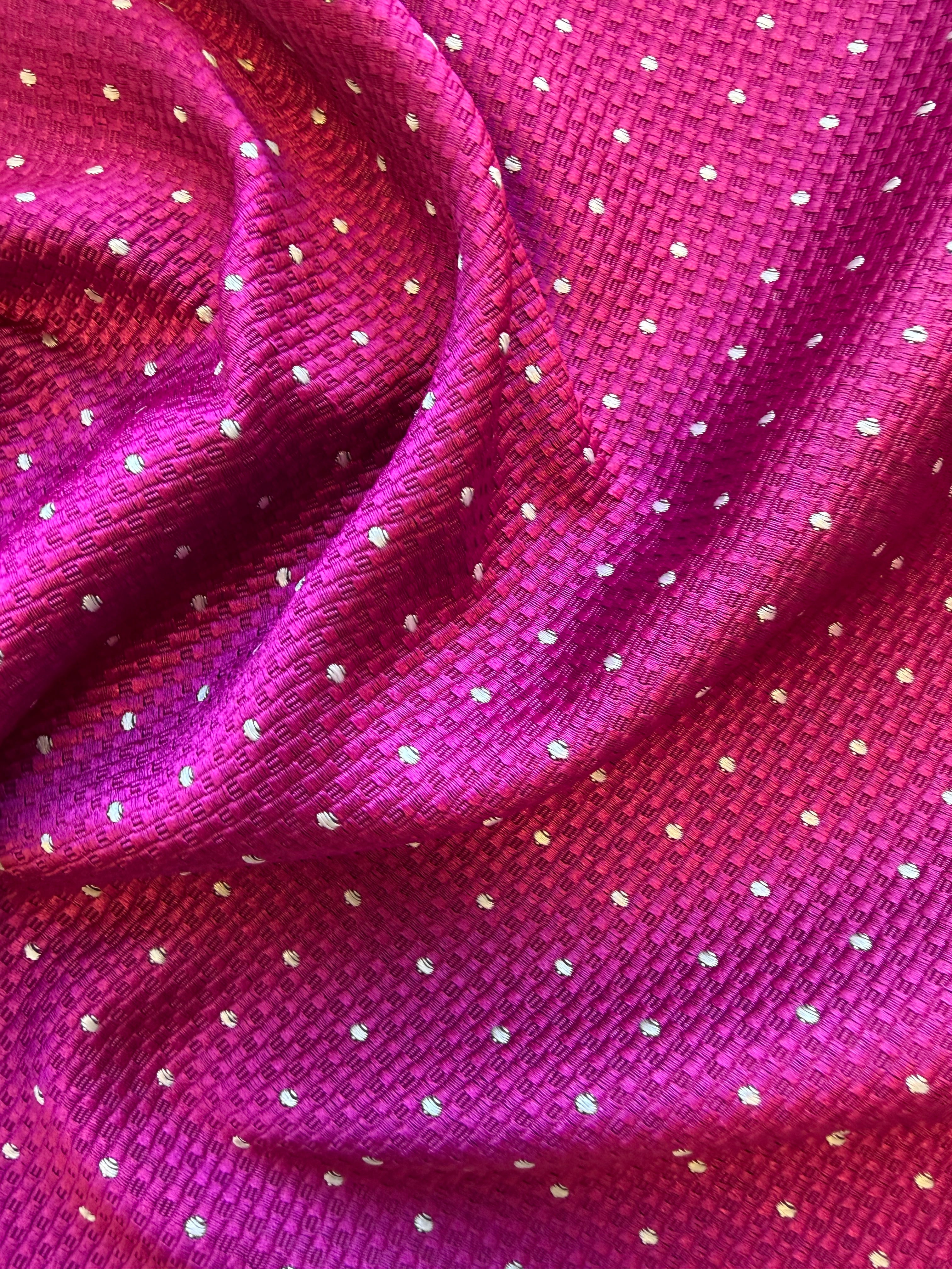 Pink Textured Woven Fabric with White Spot – 130 cm Wide