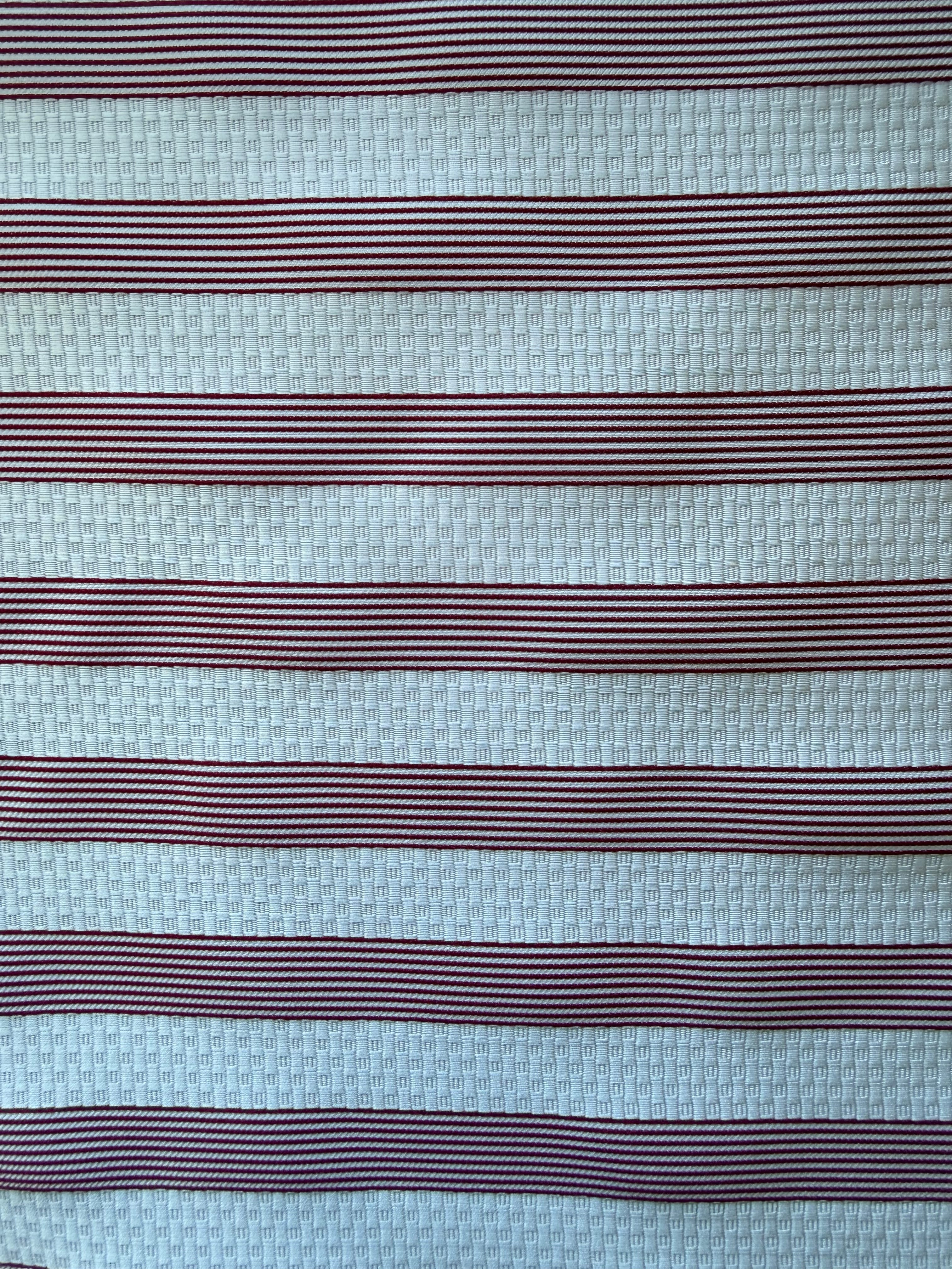 Grey Textured Fabric with Burgundy Stripes – 130 cm Wide, German Woven