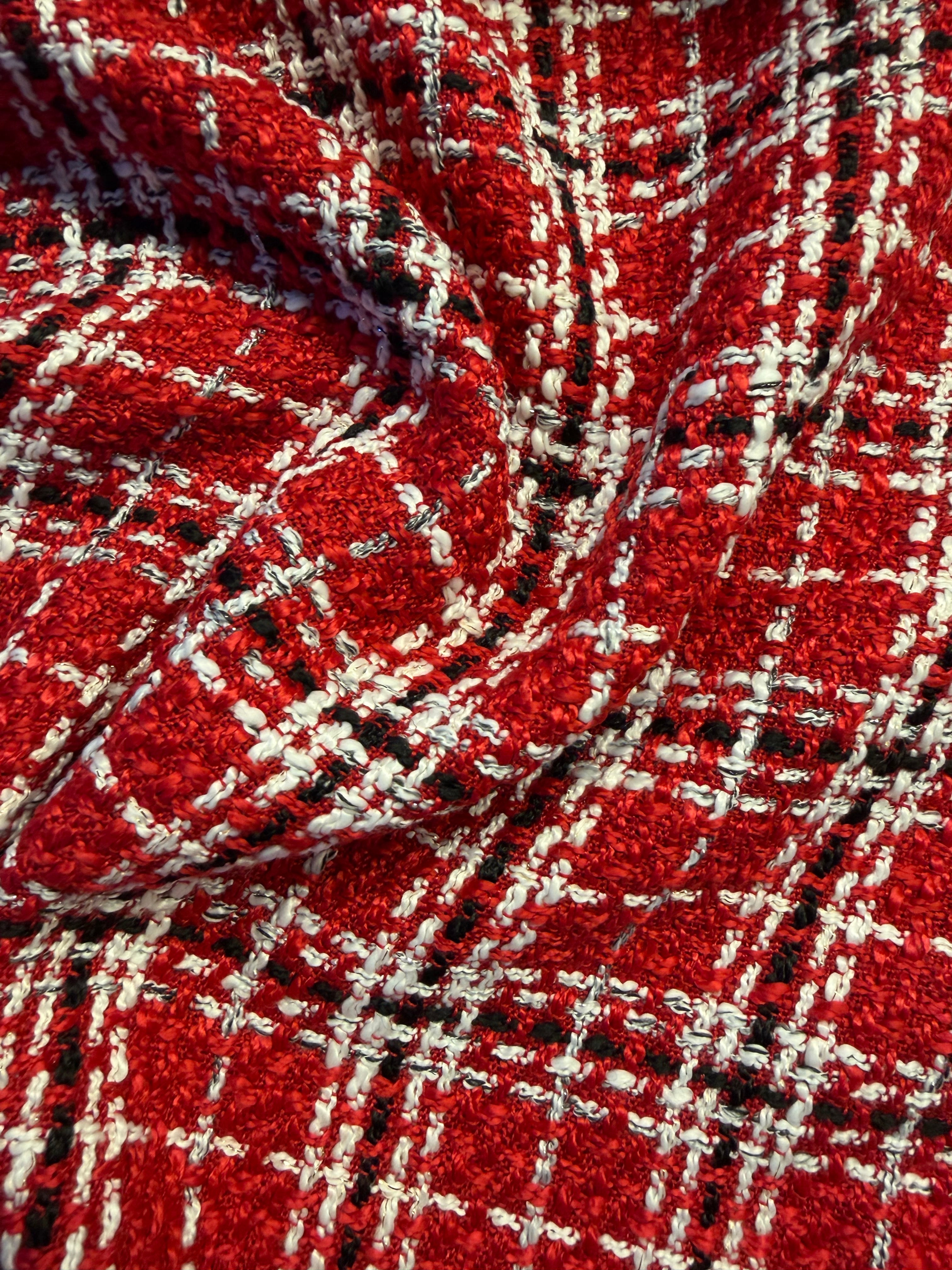 Red Chanel Style Woven Plaid
