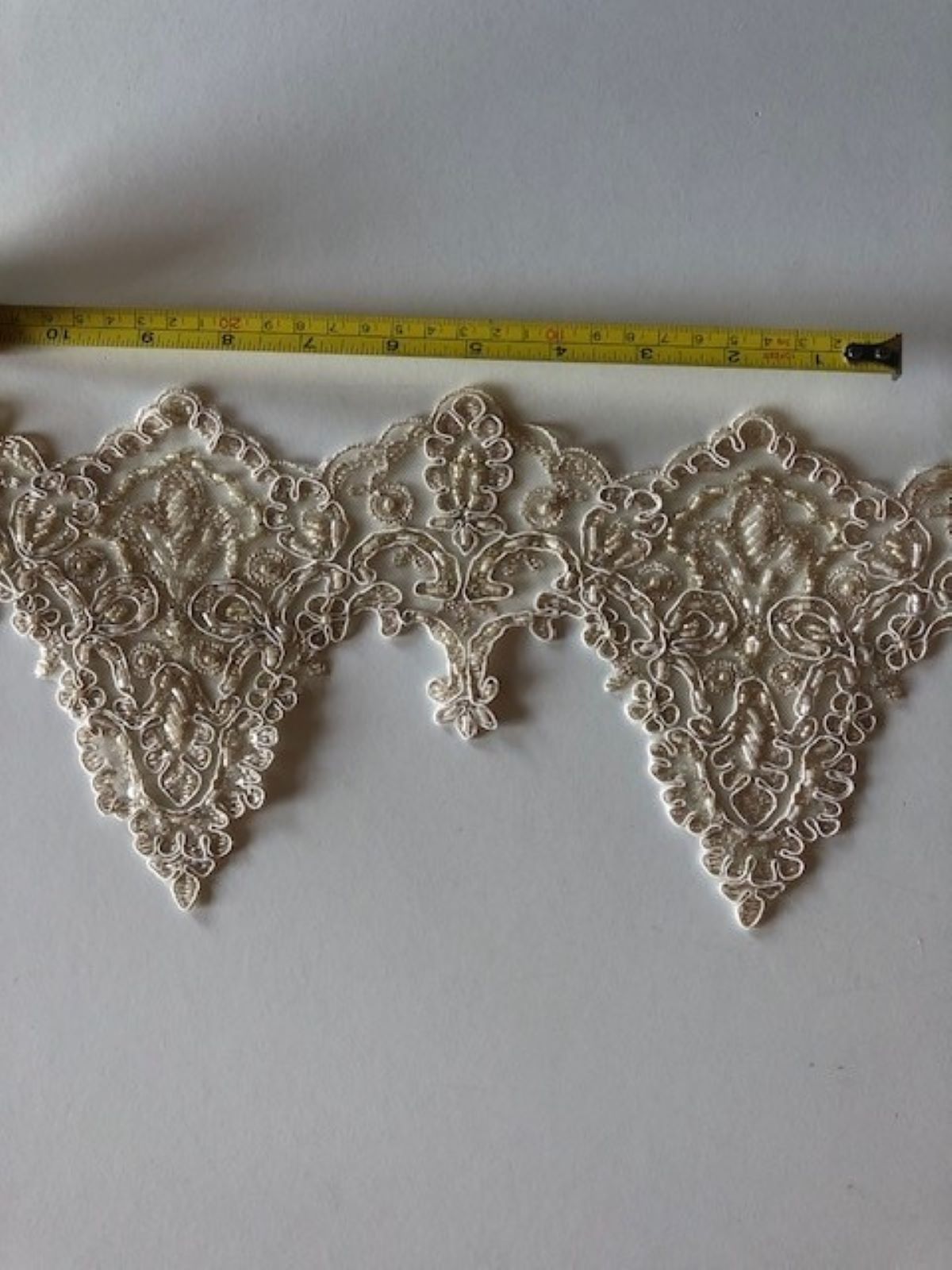 Cappuccino Corded Edging with Pearls & Sequins. Maximum Width 17cm