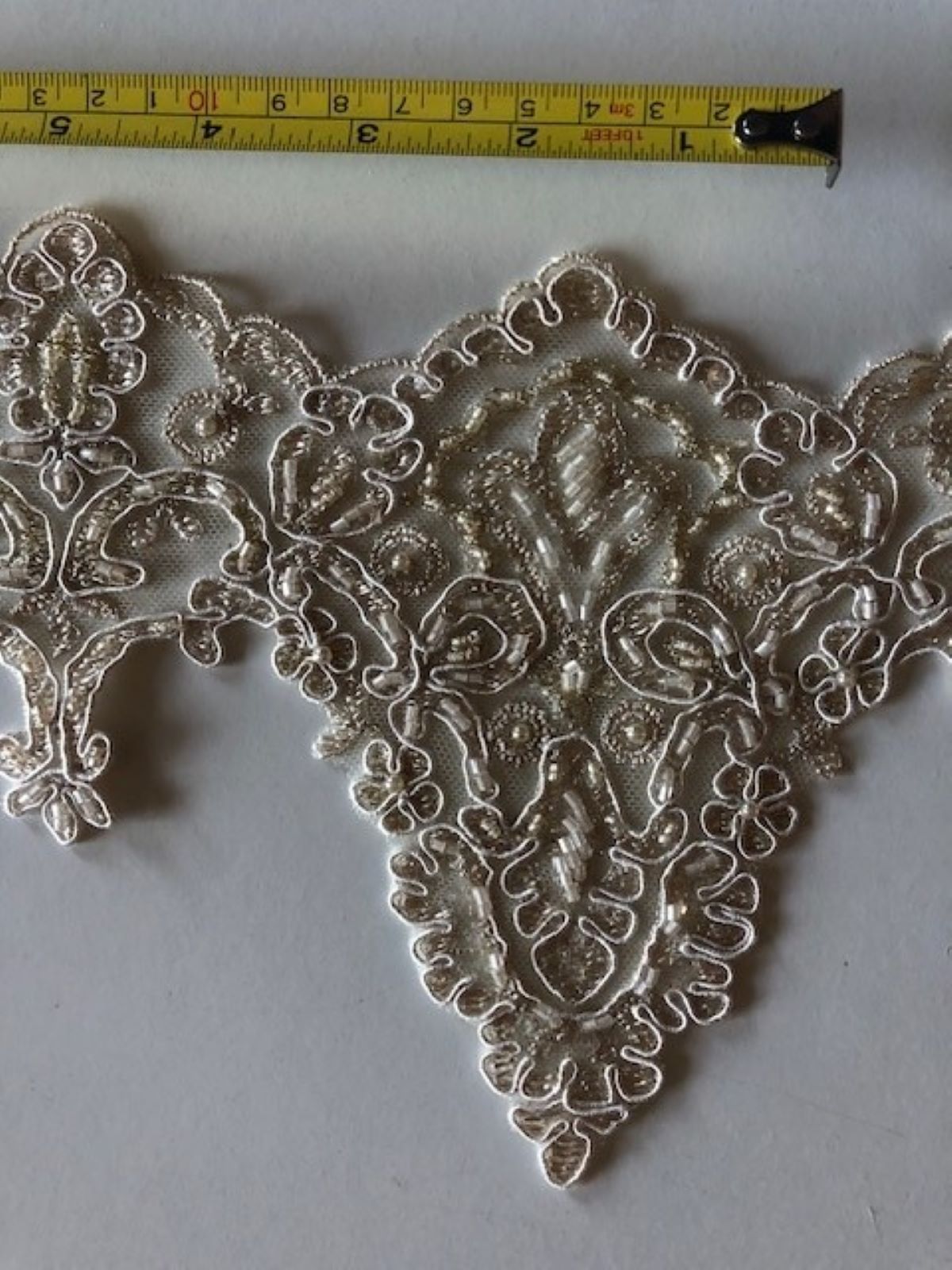 Cappuccino Corded Edging with Pearls & Sequins. Maximum Width 17cm