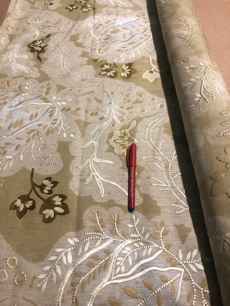 Golden Brown Embroidery Furnishing. 380g/m2. Roll Size - 5m