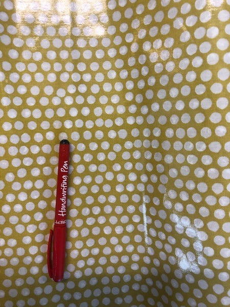 Ochre Spot on PVC Coated Cotton. 320g/m2, 100% Cotton PVC Coated. Roll Size: 2m