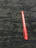 Black Swirl Embroidery on Blacked Crushed Look. 120g/m2, 100% Polyester. Roll Size: 5.4m