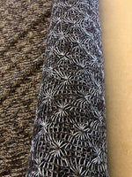 Chocolate Crochet Style Open Knit Design. 140g/m2, 100% Acrylic. Roll Size: 4m